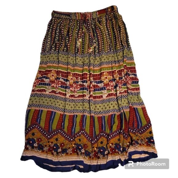 Ana & Kate Multicolored Bohemian Long Skirt With Elastic Fitted Waist Women's Si - Picture 1 of 4